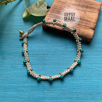 Beige & Turq Beads Anklet